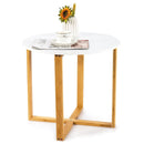 Multifunctional Round Side End Table with Bamboo Legs and X-Shaped Base by LJGDeals