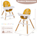4-in-1 Convertible Baby High Chair Infant Feeding Chair with Adjustable Tray
