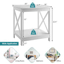 2-Tier Side Table with X-shape Design and 4 Solid Legs by LJGDeals
