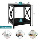 2-Tier Side Table with X-shape Design and 4 Solid Legs by LJGDeals