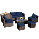 8 Pieces Patio Space-Saving Rattan Furniture Set with Storage Box and Waterproof Cover-Gray by LJGDeals