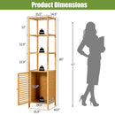 4 Tiers Slim Bamboo Floor Storage Cabinet with Shutter Door and Anti-Toppling Device-Natural by LJGDeals