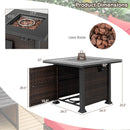32 Inch Square Propane Fire Pit Table with Lava Rocks Cover by DirectDeals