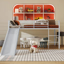 Twin Metal Loft Bed with Slide Safety Guardrails and Built-in Ladder by LJGDeals