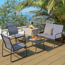 4 Pieces of Metal Patio Furniture Chat Set with Tempered Glass Coffee Table by LJGDeals