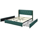 Full/Queen Size Upholstered Bed Frame with 4 Drawers-Green by LJGDeals