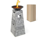 48 Inch Propane Fire Bowl Column with Lava Rocks and PVC Cover-Gray by DirectDeals