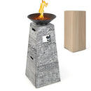 48 Inch Propane Fire Bowl Column with Lava Rocks and PVC Cover-Gray by LJGDeals