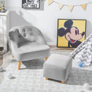 Soft Velvet Upholstered Kids Sofa Chair with Ottoman by LJGDeals