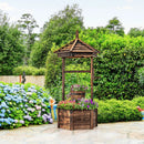 Rustic Wooden Wishing Well with Adjustable Hanging Bucket-Brown by LJGDeals