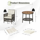 3 Pieces Patio Rattan Furniture Set with Cushioned Sofas and Wood Table Top-White by LJGDeals