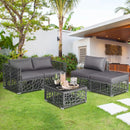 5 Pieces Patio PE Rattan Wicker Sofa Furniture Set-Gray by LJGDeals