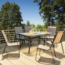 6 Pieces Patio Stackable Dining Chairs with Curved Armrests and Breathable Fabric by LJGDeals