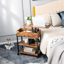 Lift Top End Table with Charging Station and Universal Wheels-Rustic Brown by LJGDeals