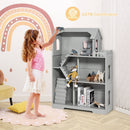 Kids Wooden Dollhouse Bookshelf with Anti-Tip Design and Storage Space