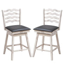 360° Swivel Bar Stools with Rubber Wood Frame and Ergonomic Backrest and Footrest by DirectDeals