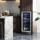 15 Inch 100 Can Built-in Freestanding Beverage Cooler Refrigerator with Adjustable Temperature and Shelf-Silver by LJGDeals