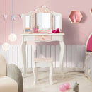 2-in-1 Kids Vanity Table Set with Tri-folding Mirror-Pink by LJGDeals