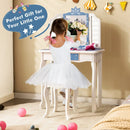 Princess Vanity Table and Chair Set with Tri-Folding Mirror and Snowflake Print-Blue by LJGDeals