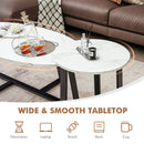 Set of 2 Modern Faux Marble Nesting Coffee Table Set with Oval and Round Table-White by LJGDeals