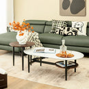 Set of 2 Modern Nesting Coffee Table with Extra Storage Shelf-White by LJGDeals