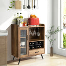 Buffet Sideboard with Removable Wine Rack and Glass Holder-Rustic Brown by LJGDeals