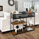 4-Tier Industrial Console Table with Wire Basket and shelf-Rustic Brown by DirectDeals