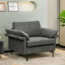Modern Fabric Accent Armchair with Original Distributed Spring and Armrest Cushions by LJGDeals
