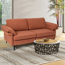 Modern Fabric Loveseat Sofa for with Metal Legs and Armrest Pillows by LJGDeals