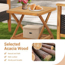 3 Pieces Patio Wicker Furniture Set with 2-Tier Side Table and Cushioned Armchairs-Natural by LJGDeals