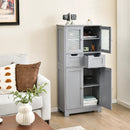 3 Tier Freee-Standing Bathroom Cabinet with 2 Drawers and Glass Doors by LJGDeals