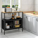 Kitchen Buffet Cabinet with 2 Doors and Open Shelf-Black by LJGDeals