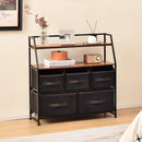 5 Drawers Storage Dresser with Fabric Bin for Living Room Bedroom-Black by LJGDeals