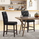 Set of 2 Bar Stools with Rubber Wood Legs and Button-Tufted Back by LJGDeals