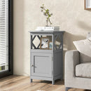 Bathroom Floor Cabinet Side Storage Organizer with Open Shelf and Single Door-Gray by LJGDeals