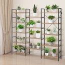 Large Triple Wide Floor Standing Bookcase Display Shelf with Metal Frame-Rustic Brown by LJGDeals