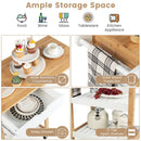 3-Tier Kitchen Island Cart Rolling Service Trolley with Bamboo Top