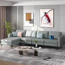 Modular L-shaped Sectional Sofa with Reversible Ottoman and 2 USB Ports by LJGDeals
