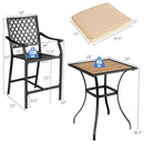 3 Pieces Patio Bar Set with 2 Bar Stools and 1 Square Table by LJGDeals