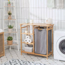 Bamboo Laundry Hamper Stand with Removable Sliding Bag and 3-Tier Open Shelves by LJGDeals
