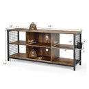 Mid-Century Wooden TV Stand with Storage Basket for TVs up to 65 Inch-Rustic Brown by LJGDeals