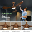 52 Inch Ceiling Fan with Light Reversible DC Motor by LJGDeals