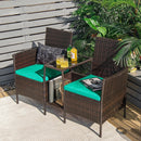 Patio Rattan Wicker Conversation Set Sofa Cushioned Loveseat Glass Table by LJGDeals