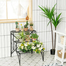 3-Tier Metal Plant Stand with Widened Grid Shelf for Porch Garden-Black by LJGDeals