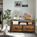 Dresser TV Stand with 2 Folding Fabric Drawers and Open Shelves-Rustic Brown by LJGDeals