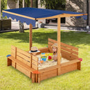 Kids Wooden Sandbox with Canopy and 2 Bench Seats by LJGDeals