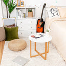 Multifunctional Round Side End Table with Bamboo Legs and X-Shaped Base by LJGDeals