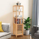 4 Tiers Slim Bamboo Floor Storage Cabinet with Shutter Door and Anti-Toppling Device-Natural by LJGDeals