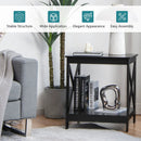 2-Tier Side Table with X-shape Design and 4 Solid Legs by LJGDeals