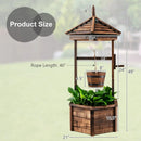 Rustic Wooden Wishing Well with Adjustable Hanging Bucket-Brown by LJGDeals